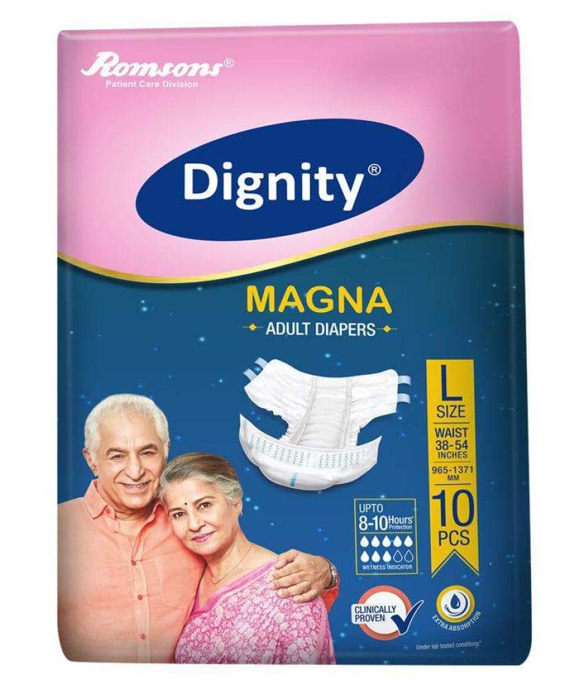 Buy original Romsons Dignity Magna Adult Diaper (Large) for Rs. 323.50