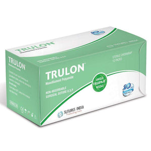 Sutures India - Trulon Nylon by Sutures India at Supply This | Sutures India Trulon USP 2-0, 1/2 Circle Reverse Cutting SN 3303