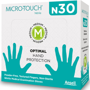 Examination Gloves/Exam Gloves by Ansell at Supply This | Ansell Micro Touch Nitrile N30 Powder Free Multipurpose Examination Gloves (Medium)