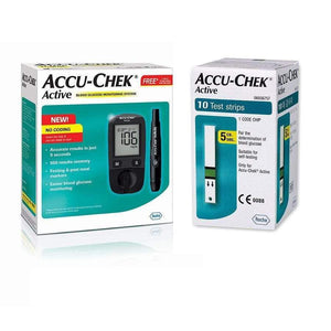 Glucometer / Blood Sugar Testing Machine by Accu-Chek (Roche) at Supply This | Accu-Chek Active Glucometer Kit + Pack of 50 Strips