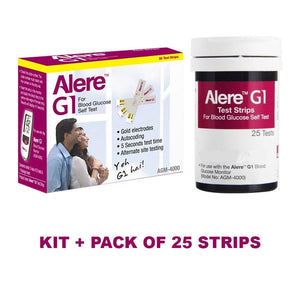 Glucometer / Blood Sugar Testing Machine by Alere Medical at Supply This | Alere G1 Blood Glucometer Kit + Pack of 25 Strips