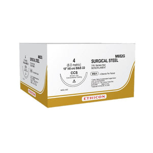 Ethicon Ethisteel Stainless Steel Sutures by Ethicon Sutures - J&J at Supply This | Ethicon Ethisteel Stainless Steel Sutures USP 1, 1/2 Circle Taper Cut V-37 - M660G