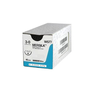 Ethicon Mersilk Silk Sutures by Ethicon Sutures - J&J at Supply This | Mersilk Sutures USP 0, 3/8 Circle Reverse Cutting - NW5037