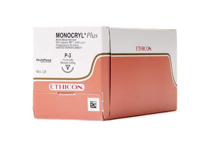 Ethicon Monocryl Plus Polyglecaprone 25 Sutures by Ethicon Sutures - J&J at Supply This | Monocryl Plus Sutures USP 3-0, 3/8 Circle Reverse Cutting - MCP3326G