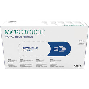 Examination Gloves/Exam Gloves by Ansell at Supply This | Ansell Micro Touch Royal Blue Powder Free Nitrile Examination Gloves (Small)