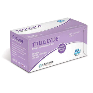 Sutures India - Truglyde Polyglycolic by Sutures India at Supply This | Truglyde Sutures USP 1, 1/2 Circle Reverse Cutting Heavy - SN 2438